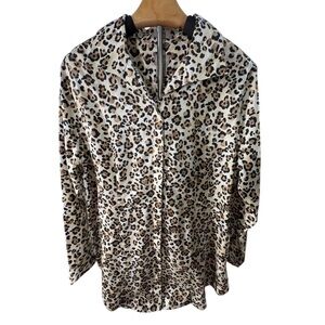 Chicos Animal Print Blouse With Hidden Button Closure, Size 1